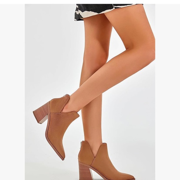 Kathemoi Slip on Ankle Boots V Cutout Pointed Toe Chunky size 8 - Picture 3 of 4